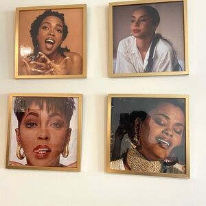 Set of Four Iconic Musician Portraits in Gold Frames